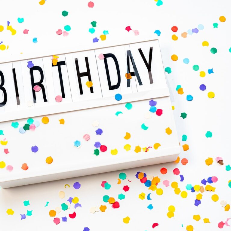 birthday sign graphic with confetti