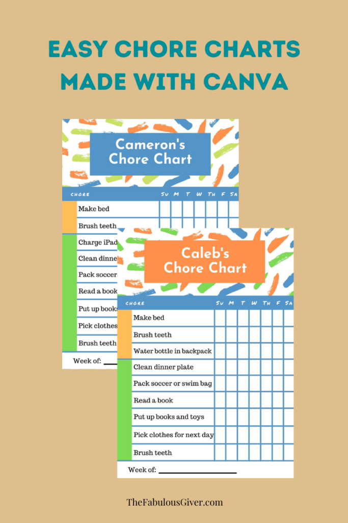 Weekly chore chart ideas Canva