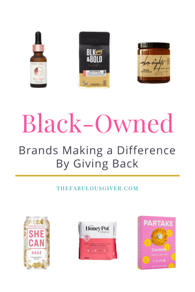 Collage displaying Black-owned products that give back