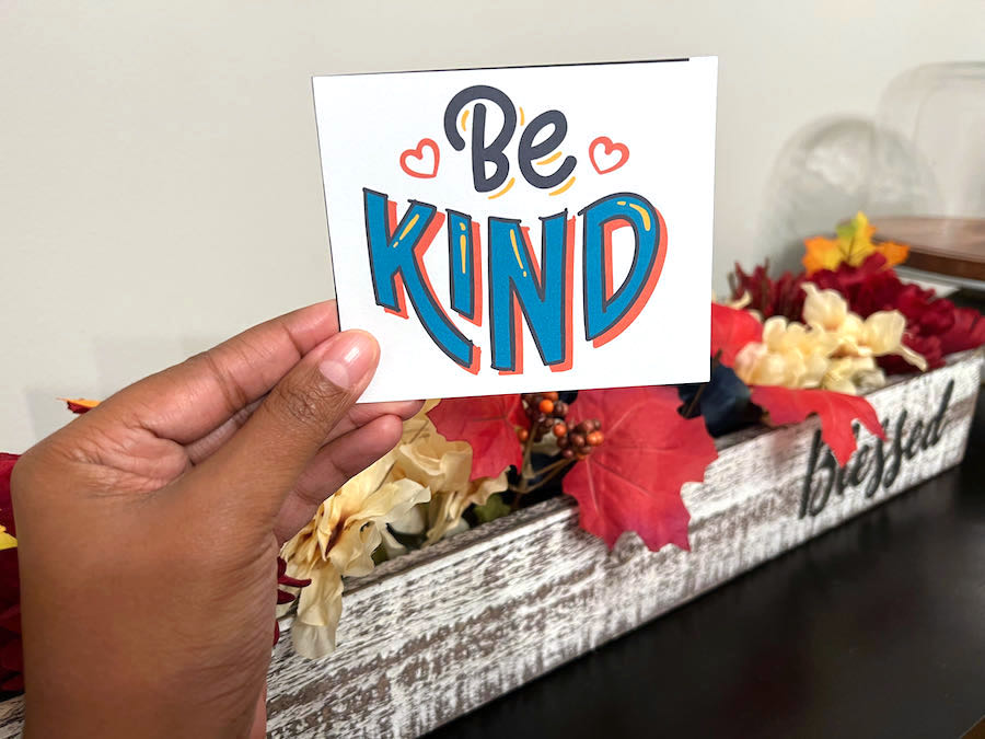 "Be kind" lunchbox encouragement card for children